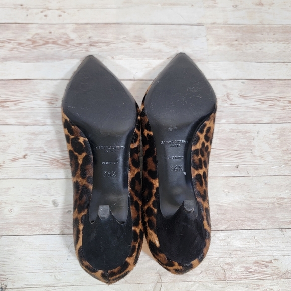 SAINT LAURENT Leopard Print Pony Hair Charlotte Kitten Heels - Picture 5 of 16